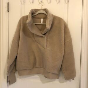 Zella Tan Oxford Sherpa High Collar Sweater – New With Tags, Activewear